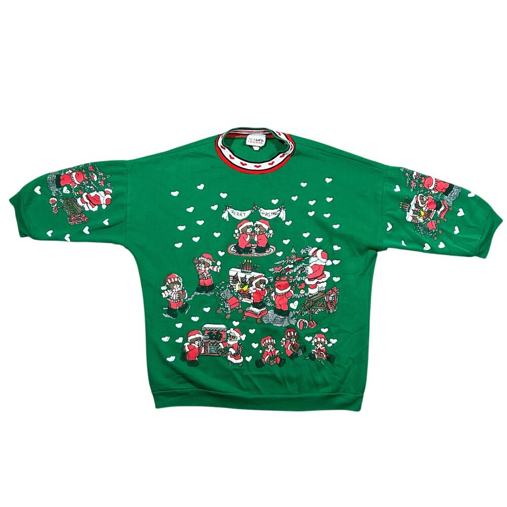 Vintage Nutcracker Ugly Christmas Sweater Womens XL Teddy Bear Half Sleeve